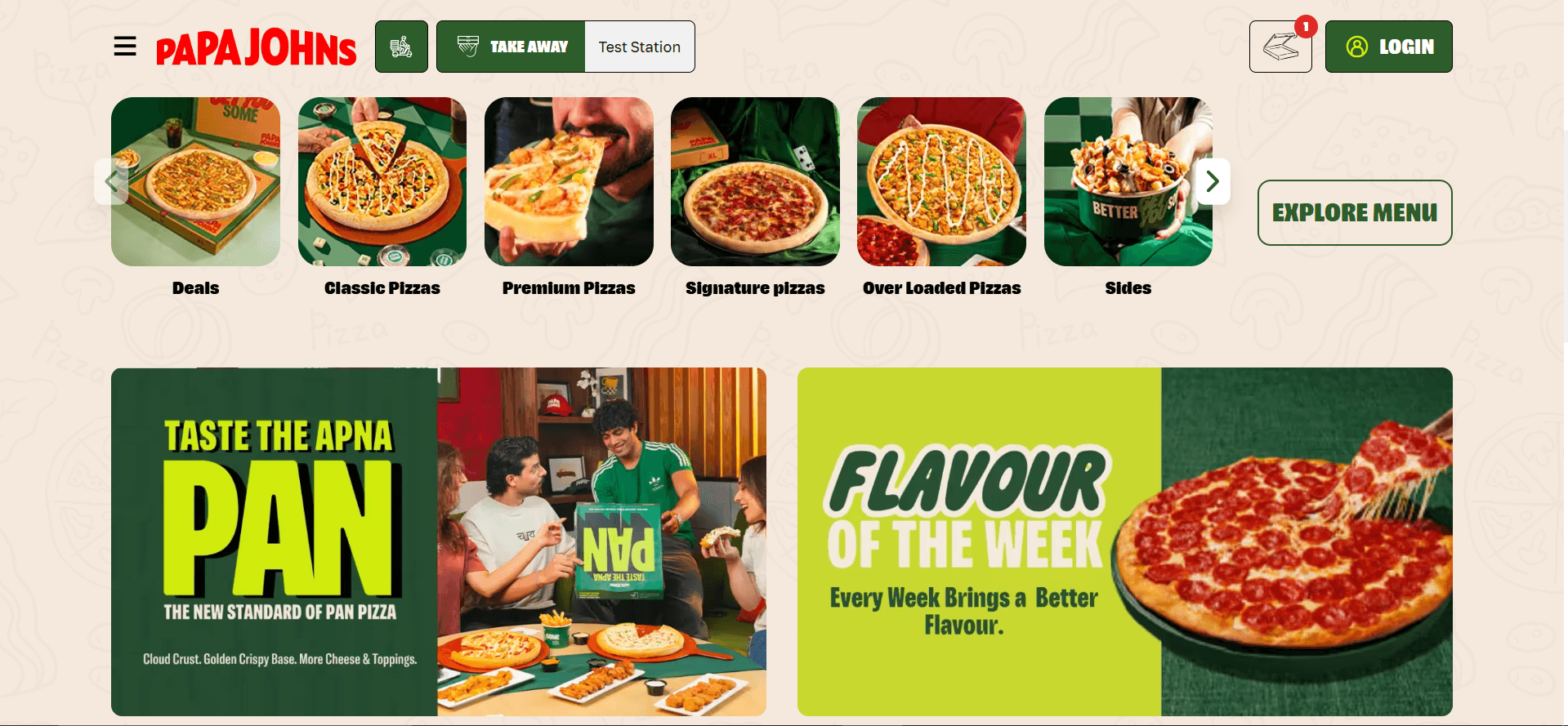 Papa John's ordering platform